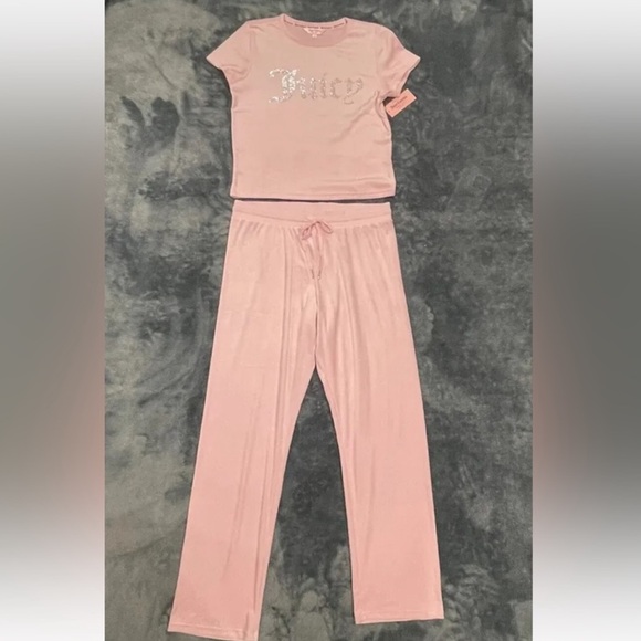 New Juicy Couture Pink Velour Bling Top & Pants 2 Piece Set - Picture 13 of 17